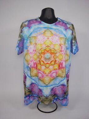Large Unisex Bella-Canvas 3001C “Mandala” Ice Dyed T-Shirt